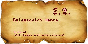 Balassovich Menta névjegykártya